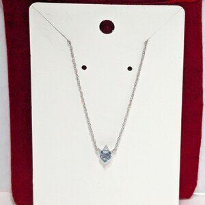 NWOTS Aquamarine w/ Accent Diamond Sterling Silver Neckalace March B-Stone! ches